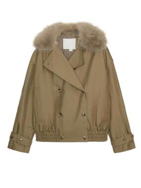 Zara Faux Fur Collar Quilted Trench Coat ZW Collection - Size: X Small